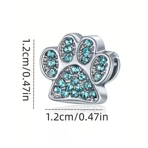x1 Paw Blue Stone Charm DIY For Jewelry Making New - Picture 2 of 2